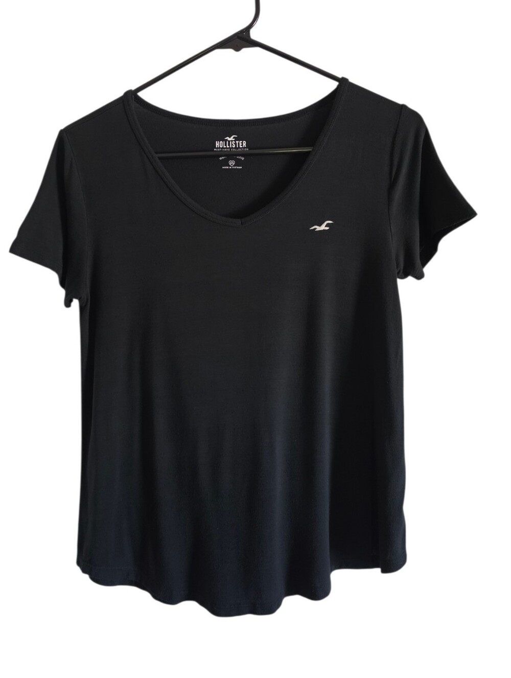 Hollister Black V-Neck Short Sleeve Oversized Tee-Size XS